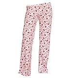 Low Rise Red and Pink Hearts Fun Print Novelty tie cord jersey cotton pants for lounging, sleep, sports. Ladies relaxed fit, available in 5 Adult Sizes