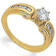 14K Yellow Gold Fancy Diamond Engagement Ring (Center stone is not included)