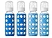 Lifefactory Glass Baby Bottles 4 Pack Boy Colors (9 oz. in Ocean, Sky, Ocean, Sky)