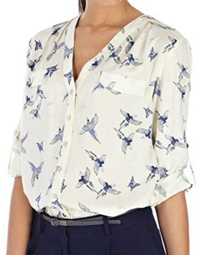 Genluna Women's Long Sleeves Sheer Chiffon Blouse Shirt