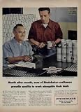 Craftsman A.J. Francoeur, and his son, A.J. junior, do some of the painstaking hand work on the pistons of the brilliant performing Studebaker engines. ..... 1951 Studebaker Ad, A2983