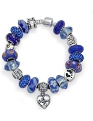 Bling Jewelry 925 Silver Grandma Dangle Heart Bead Bracelet