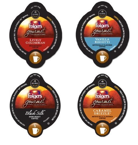 20 Count - Folgers Gourmet Selections Variety Coffee Vue Cup For Keurig Vue Brewers - Lively Colombian, Black Silk, Caramel Drizzle & Vanilla Biscotti