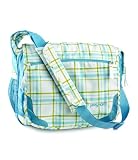 JanSport Elefunk - Printed Core Series Messenger Bag, White/ Calypso Blue Darkside Plaid/ Calypso Blue