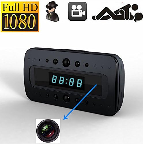 1080P Alarm Clock Hidden Camera Remote Surveillance Camera with Night Version Lamp (Black)