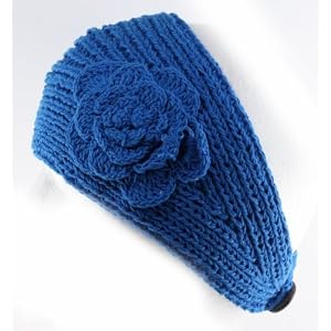 Buy 100% Handmade Thin Knit Flower Headband best for Ponytail Styling, Blue by NYGIftStop Headband