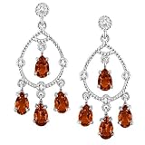 10k White Gold Garnet Rope Design Chandelier Earrings