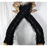 Black Lace up Gothic Gloves Wedding Prom Arm Warmer 80s