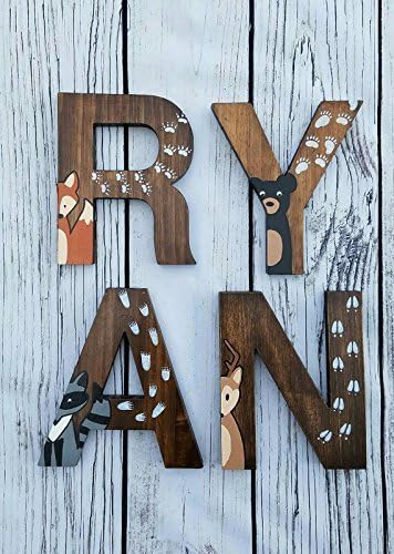 Wooden Letters for Nursery, Woodland Nursery Decor, Hand Painted Wood Letters, Woodland Creatures, Free Standing Letters, Nursery Fox Deer