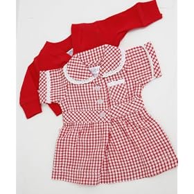 MEDIUM DOLLS SUMMER UNIFORM RED 18-20 INS DOLLS AND BEARS