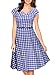 Miusol Women's Retro Lapel V Neck Plaid 1950'S Casual Party Swing Dress