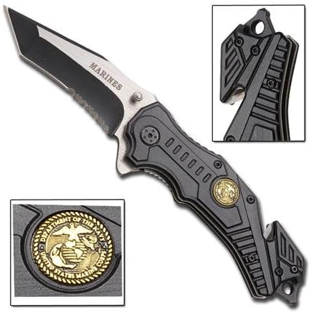 U.S. Marines Tactical Serrated Spring Assisted Knife