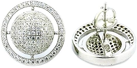 16mm Stud Earrings Sterling Silver Screw Back Large Round With Halo