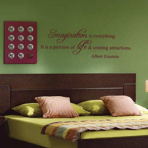 Albert Einstein- Imagination is everything Vinyl Wall Quote Decal Words Art Sticker (White, Small)