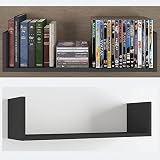 Contemporary Design U Shape Floating DVD , Cd and Book Solid Wood Wall Shelf Rack , Black ...