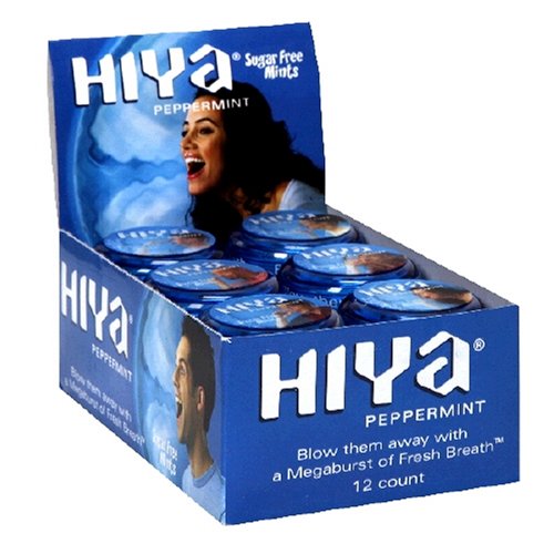 Hiya Sugar-Free Mints, Peppermint, Mini Jars in 12-Count Boxes (Pack of 2) by Hiya Mints
