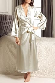 Portfolio Embroidered Wrap Satin Dressing Gown [T37-6970-S]