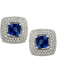 Blue Sapphire(1.50ct) and Pave Diamond(.82ct) Earrings