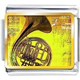 51pWKyBBD6L. SL160  Golden Italian Charm Bracelet Plated Music Romantic Saxophone Photo