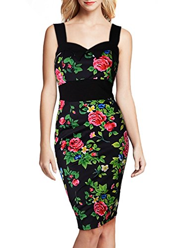 Fashion Womens Floral Rose Print Stretch Bodycon Summer Prom Party Cocktail Dresses
