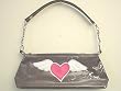 Lux De Ville Handbag Metalic Chain Tote Bag with Winged Heart Tattoo Design