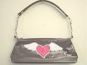 Lux De Ville Handbag Metalic Chain Tote Bag with Winged Heart Tattoo Design