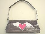 Lux De Ville Handbag Metalic Chain Tote Bag with Winged Heart Tattoo Design