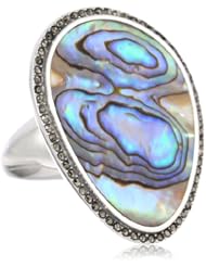 Judith Jack "Clouds" Sterling Silver Marcasite Abalone Ring, Size 8