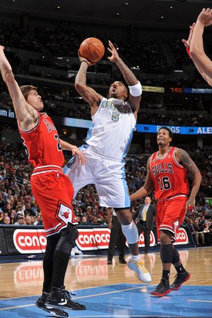 Chicago Bulls v Denver Nuggets: J.R. Smith and Kyle Korver Photographic Poster Print by Garrett Ellwood, 16x24