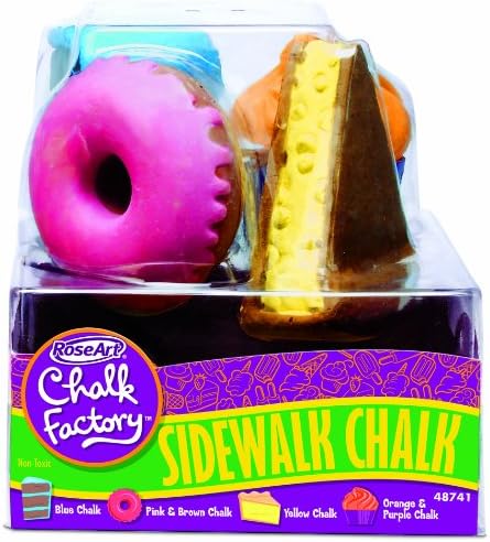 RoseArt Chalk Factory Sidewalk Chalk, Perfect Pastries, Blue/Pink/Yellow/Orange (48741)