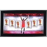 Michael Jordan Chicago Bulls - Championship Banners - Framed Autographed Collage Photograph