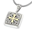 925 Silver Square Celtic Cross Pendant with 18k Gold Accents