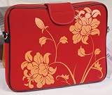 Laurex 15.4",15.6" & 16" Laptop/Notebook Sleeve Case Bag w/Handle & Shoulder Strap - Red Blossom