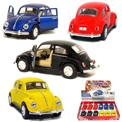 12 pcs in Box: 5" 1967 VW Classic Beetle 1:32 Scale (Black/Blue/Red/Yellow)