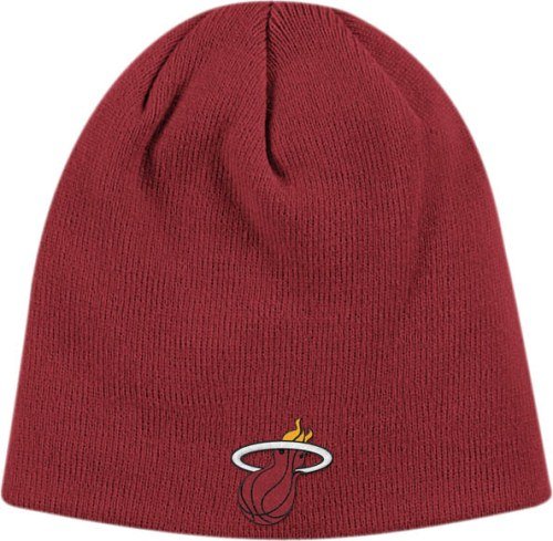 Miami Heat Adidas NBA Basic Logo Red Cuffless Knit Hat