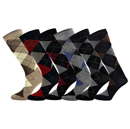 Royal Mens Dress Casual Argyle/Stripe Socks Cotton Blend Assortment 6/12 Pairs