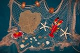 10 X 9 Ft Custom Fishing Net, Fish Net, Netting, Rope, Floats, Starfish, Lobster, Crab, Sea Fan, Nautical Decor