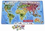 JANOD �ؐ���^�p�Y�����[���h�}�b�v92P Magnetic World Map Wooden Puzzle