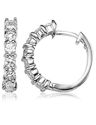 Goldminetrade Sterling Silver Simulated Diamond Hoop Earrings
