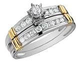 Diamond Engagment Ring & Wedding Band Set 1/2 Carat (ctw) in White and Yellow Gold