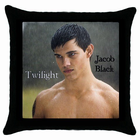 Throw Pillow Case Black of Twilight Jacob Black in the Rain