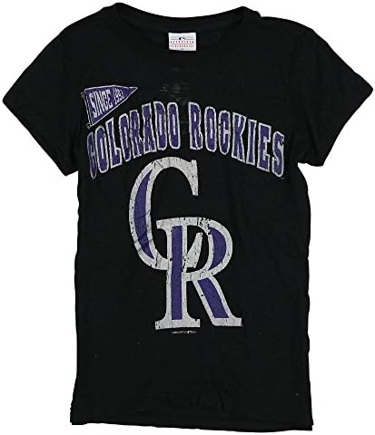 Women's MLB Burnout Pennant T-Shirt (Colorado Rockies, Small)