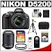 Nikon D5200 Digital SLR Camera & 18-55mm G VR DX AF-S Zoom Lens (Black) with 55-200mm VR Lens + 32GB Card + Battery + Case + Filters + Tripod + Accessory Kit