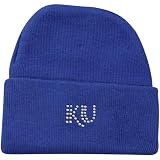 Kansas Jayhawks Newborn Girls Royal Blue Rhinestone Knit Beanie