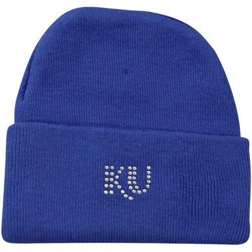 Kansas Jayhawks Newborn Girls Royal Blue Rhinestone Knit Beanie