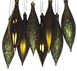 8ct Olive Green Shatterproof 4-Finish Finial Drop Christmas Ornaments 5.5"