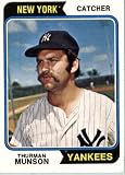 1974 Topps #340 Thurman Munson New York Yankees Baseball Card In A Protective Screwdown Case