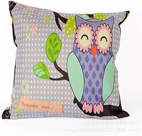 ALLOWL(TM) Decorative Cotton Linen Square Throw Pillow Case Cushion Cover Throw Pillow Shell Pillowcase Lovely Pruple Owl With Tree 18 "X18 "
