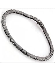 0.75 Ct 925 Sterling Silver Genuine Black Diamond Tennis Bracelet 7 Inch