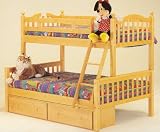 Bunk Bed - Birch Natural K/D Temple Twin / Full Size Bunk Bed with Underbed Chest - Raymond Furniture - BB26KT-V-TF-M-SET